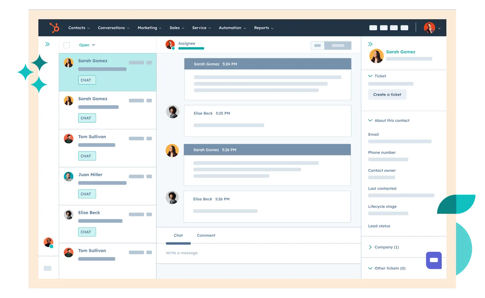 HubSpot Service Hub 工單管理介面