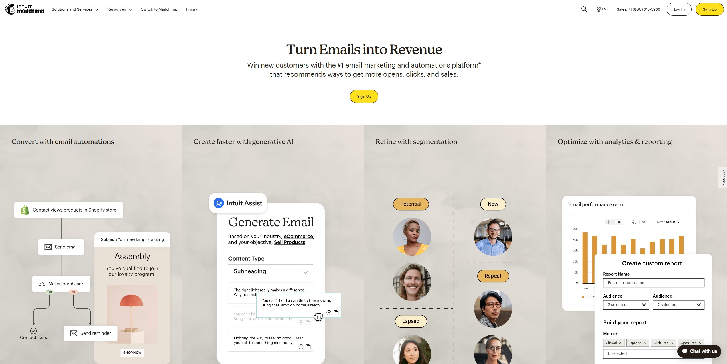 Mailchimp 郵件編輯器介面與模板選擇頁面