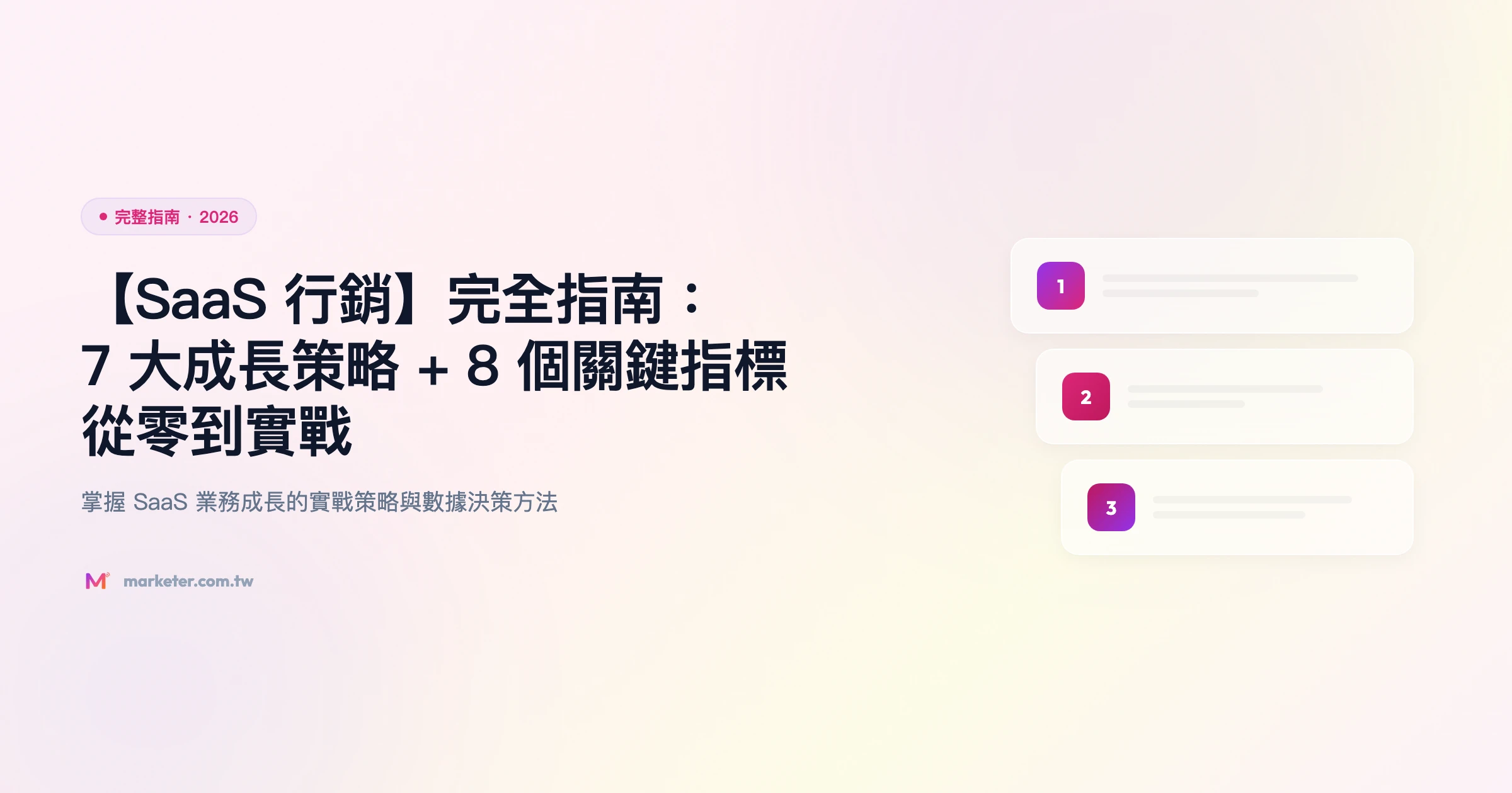 【SaaS 行銷】完全指南：7 大成長策略 + 8 個關鍵指標｜從零到實戰 精選圖片
