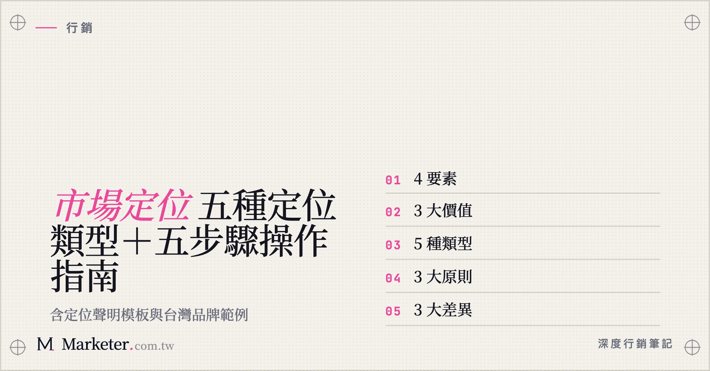 【市場定位】五種定位類型＋五步驟操作指南｜含定位聲明模板與台灣品牌範例
